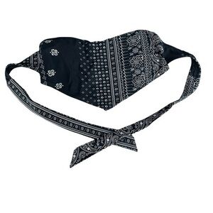 Cyn & Luca Bandana Style Bikini Top - Womens Size Medium - Black and White